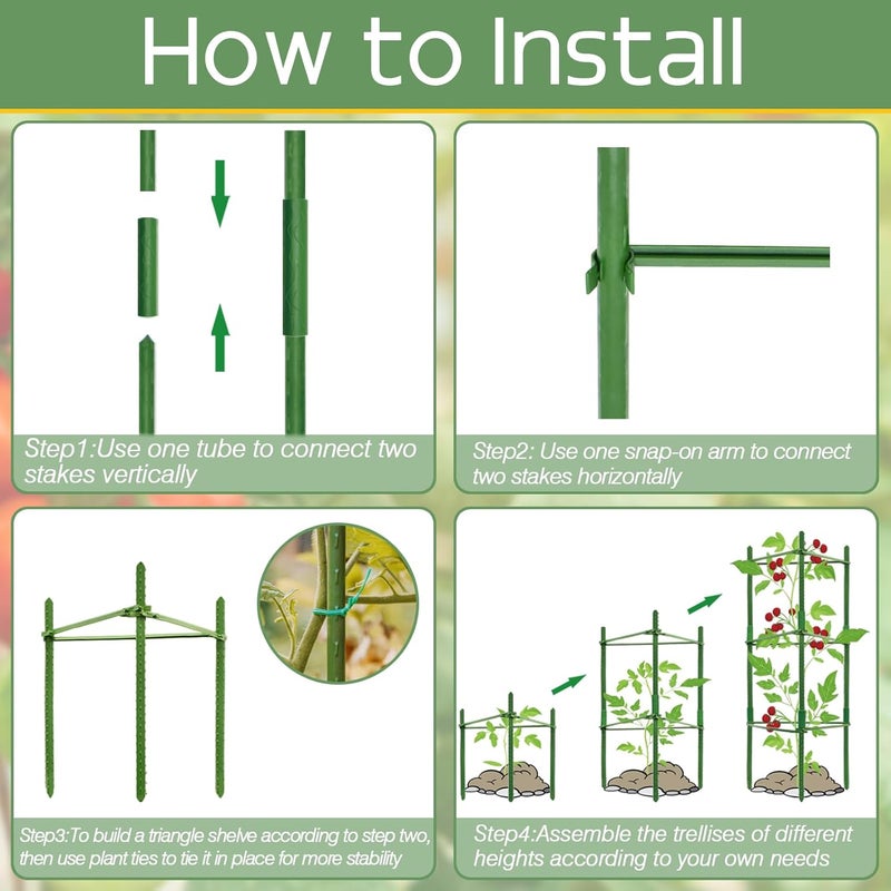 Halatool 2 Pack Tomato Cages for Garden,Up to 48in(4FT) Adjustable Tomato Cage,Garden Stakes Tomato Trellis for Pots,Tomato Plant Support for Raised Garden Bed&Climbing Vegetables Flowers(Green) - Image 5